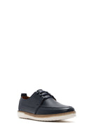 Men's Navy Blue Leather Casual Shoes | Derimod