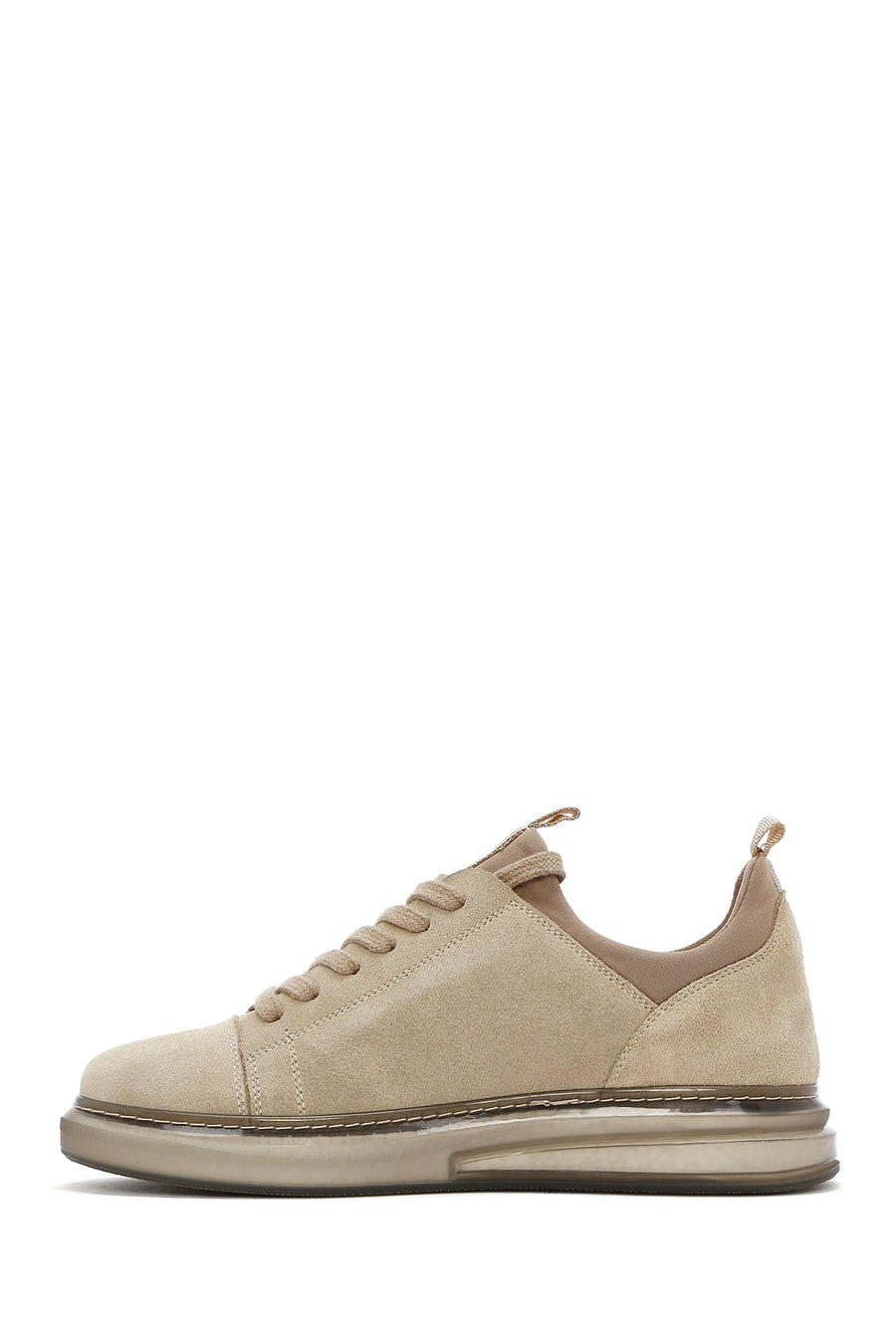 Men's Beige Lace-Up Suede Leather Sneaker