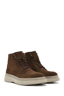 Men's Brown Thick Soled Laced Suede Leather Boots | Derimod