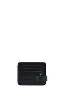 Men's Black Green Leather Card Holder | Derimod