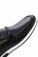 Men's Black Leather Buckle Casual Loafer | Derimod