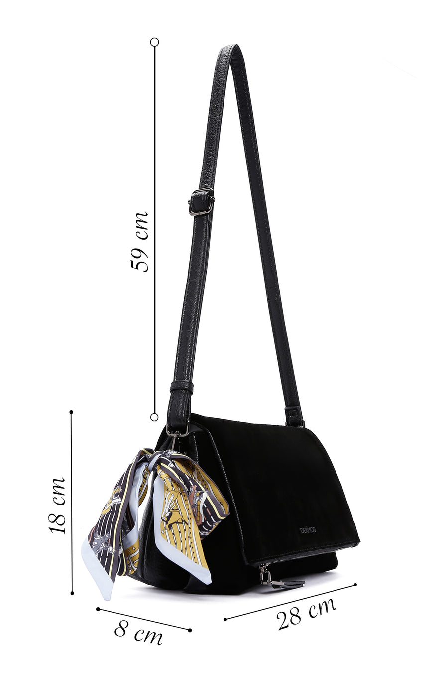 Woman Black Suede Crossbody Bag