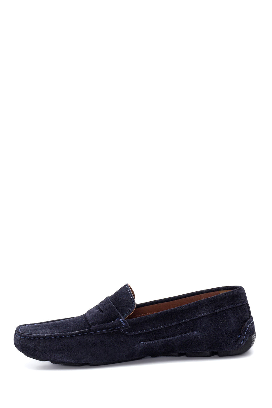Erkek Lacivert Deri Süet Casual Loafer