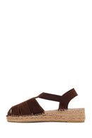 Women's Brown Suede Leather Espadrille Sandals | Derimod