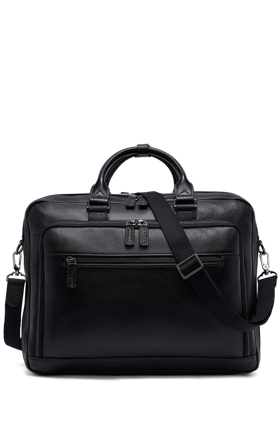 Men's Black Long Suspender Leather Briefcase 25SBD3014FT | Derimod
