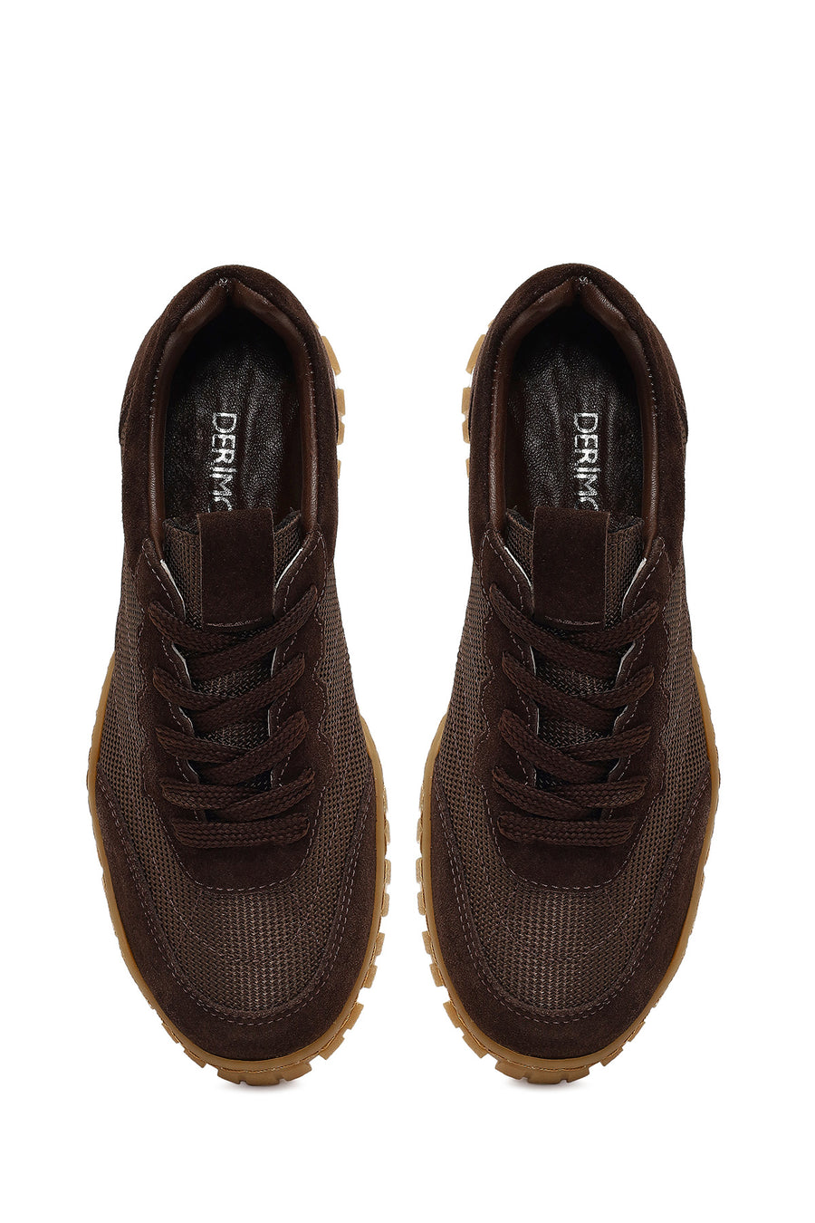 Kadın Kahverengi Bağcıklı Deri Sneaker