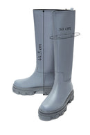 Kadın Gri Deri Kalın Tabanlı Çizme | Derimod