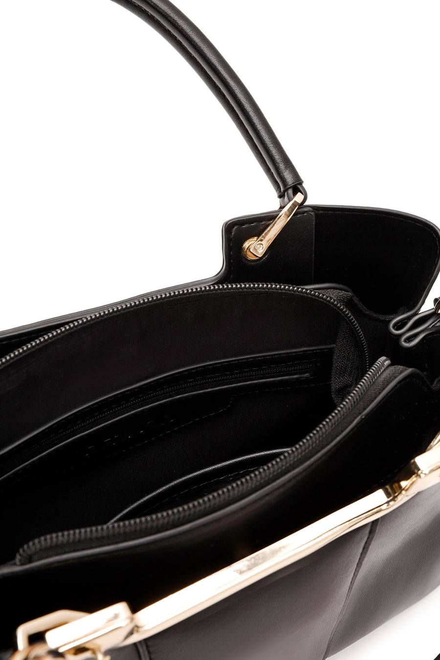 Women's Black Long Strap Handbag with Accessory Detail