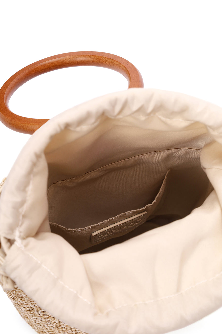 Women's Cream Long Strap Straw Handle Bag