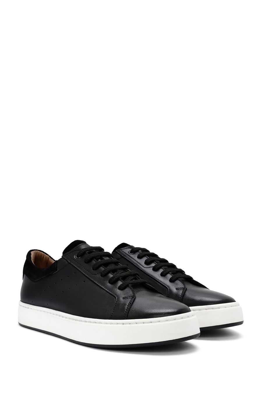 Men's Black Lace-up Leather Sneaker