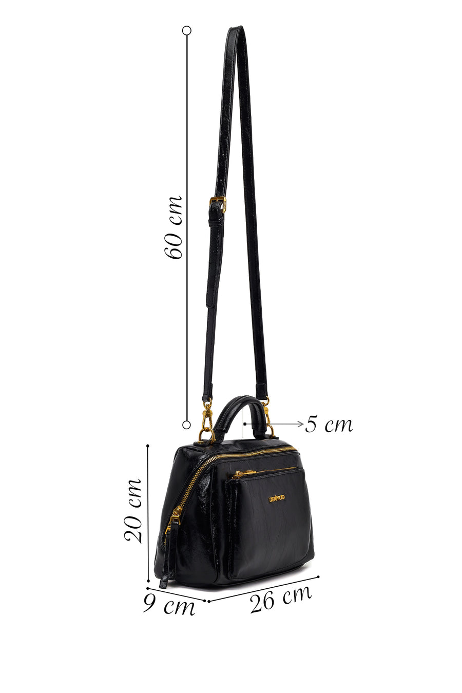 Woman Black Long-Strap Crossbody Bag