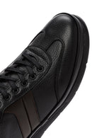 Male Black Lace-Up Thick-Soled Leather Sneaker | Derimod