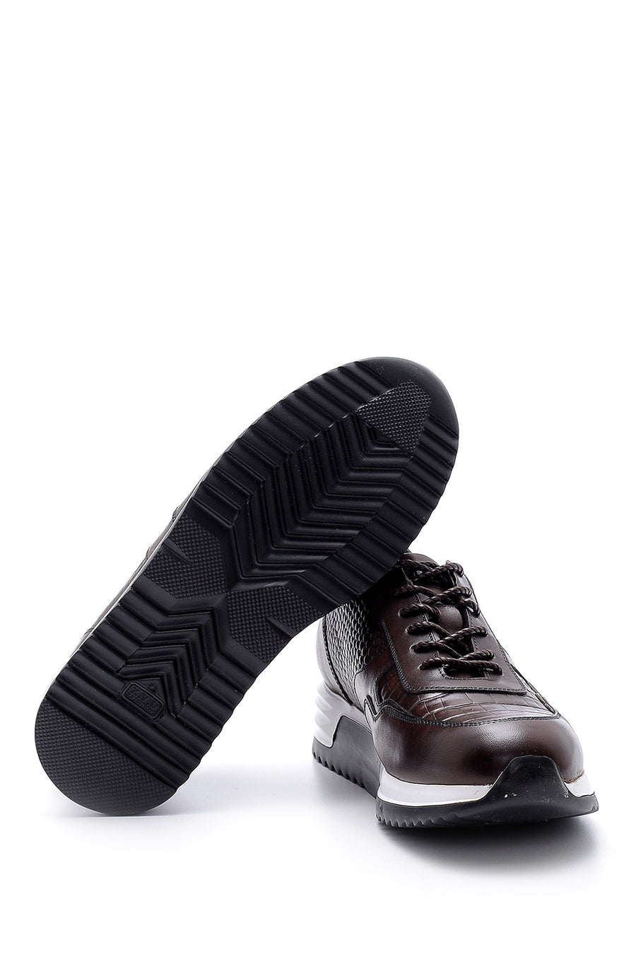 Men's Crocodile Pattern Detailed Leather Sneaker