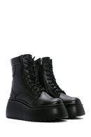 Women's Black Leather Platform Boots | Derimod