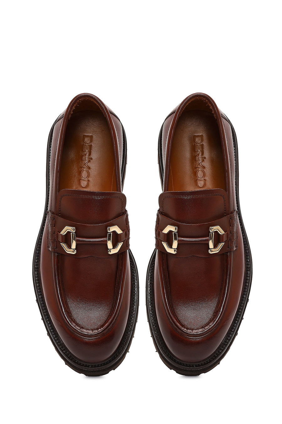 Men's Brown Buckled Thick-Soled Leather Loafer