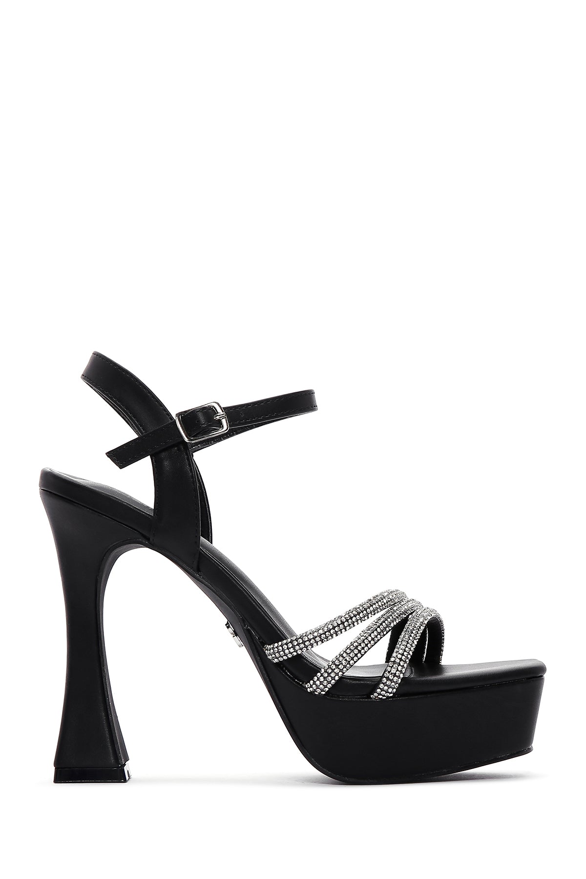 Women's Black Stone Platform Heeled Sandals 23SFE493514 | Derimod