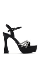 Women's Black Stone Platform Heeled Sandals | Derimod