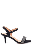Women's Black Stone Heeled Sandals | Derimod