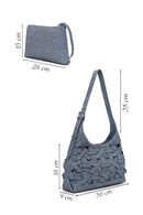 Woman Jean Blue Knitted Shoulder Bag | Derimod