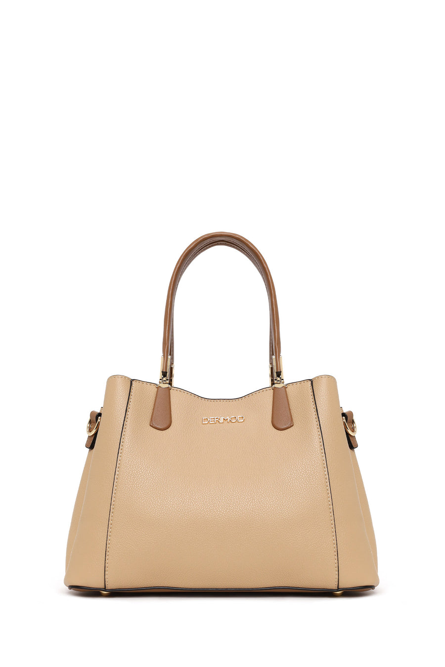 Woman Beige Long-Strap Shoulder Bag