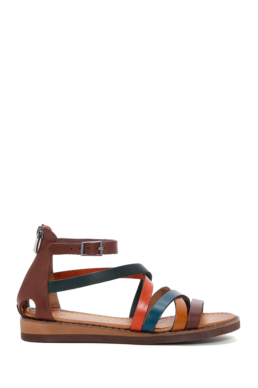 
Women's Multicolor Leather Bodrum Sandal
 24SFD310118 | Derimod