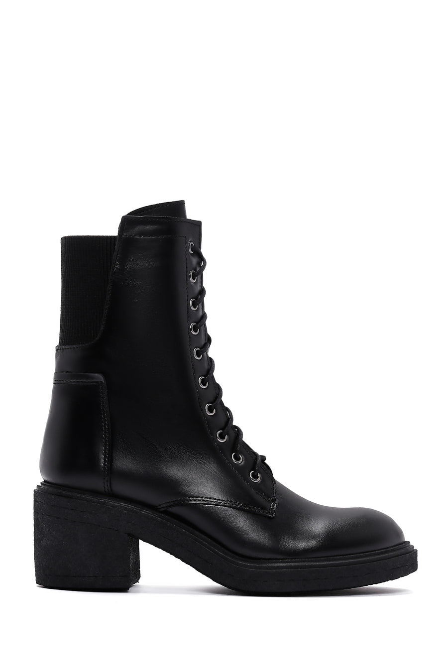 Women's Black Zippered Leather Boots 23WFD190818 | Derimod