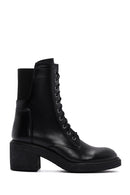 Women's Black Zippered Leather Boots | Derimod