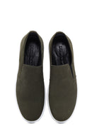 Men's Khaki Nubuck Leather Printed Sports Loafer | Derimod