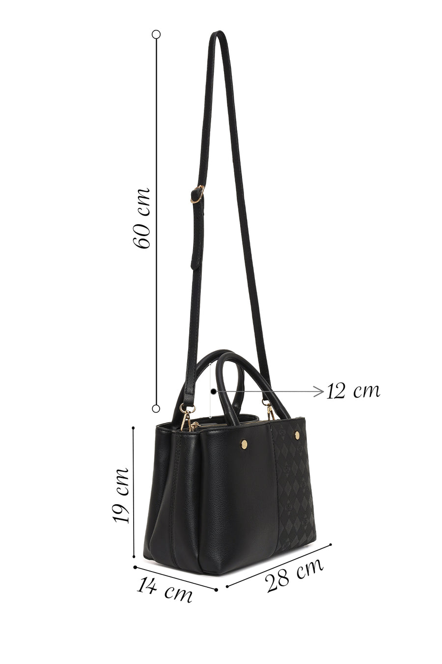 Women's Black Long Strap Printed Classic Shoulder Bag