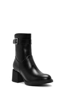 Women's Black Zippered Chunky Heel Boots | Derimod