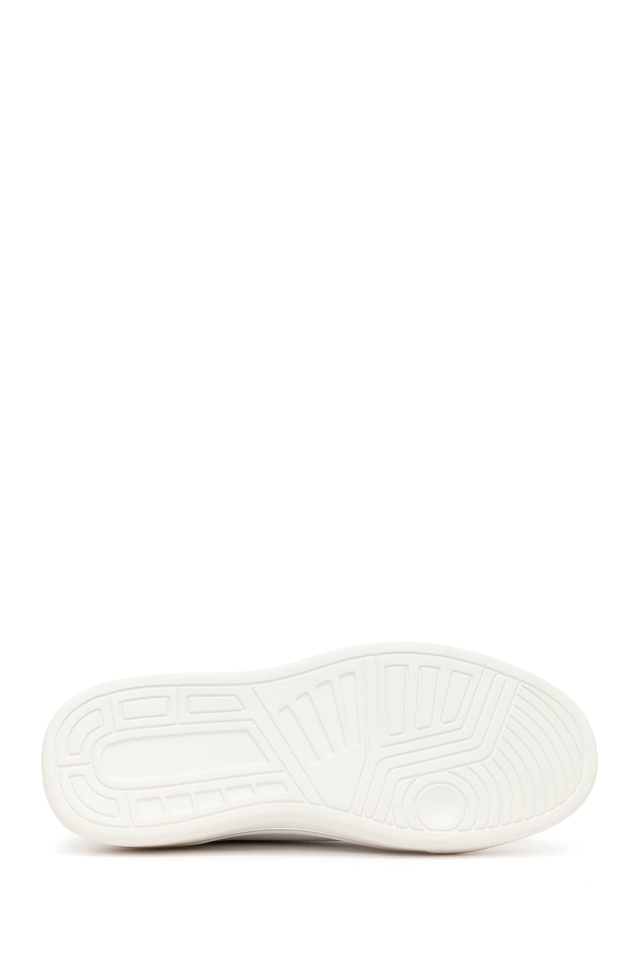 Men's White Lace-up Thick-Sole Leather Sneaker