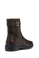 Geox Women Brown D Walk Pleasure A - Shı.Lea Zippered Leather Boot | Derimod