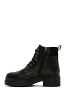 Women's Black Zippered Leather Boots | Derimod