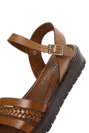 Women's Tan Leather Bodrum Sandals | Derimod