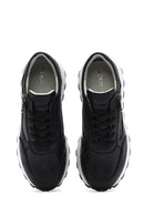 Women's Black Lace-Up Side Zip Leather Sneakers | Derimod