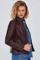 Bianca Women's Brown Leather Jacket | Derimod