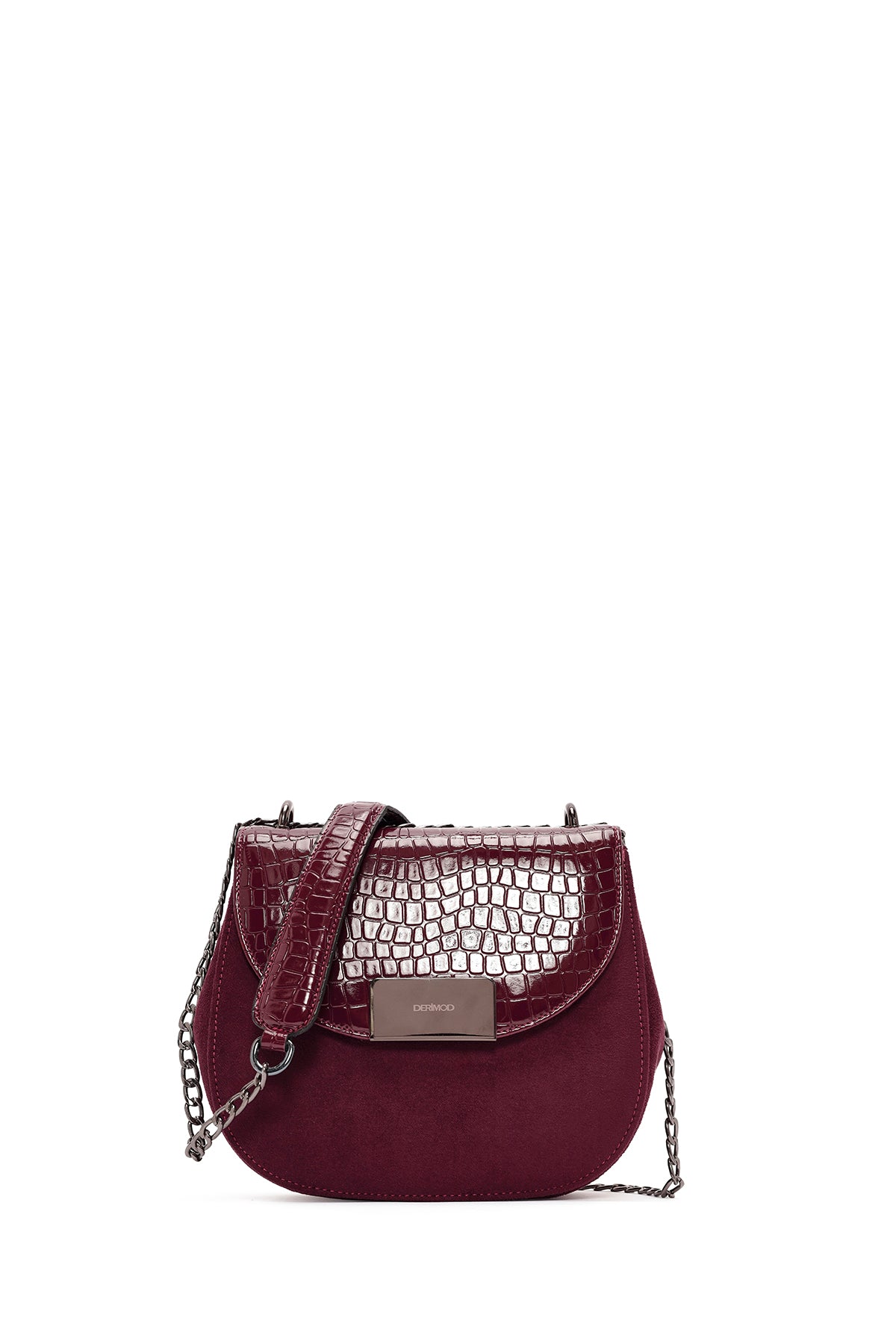 Women's Burgundy Chain Strap Printed Shoulder Bag 24WBD200614 | Derimod