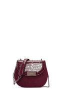 Women's Burgundy Chain Strap Printed Shoulder Bag | Derimod