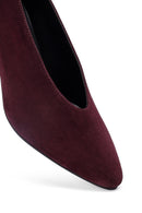 Women Burgundy Short Thin Heeled Suede Leather Stiletto | Derimod