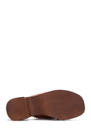 Women's Tan Thick Heeled Slippers | Derimod