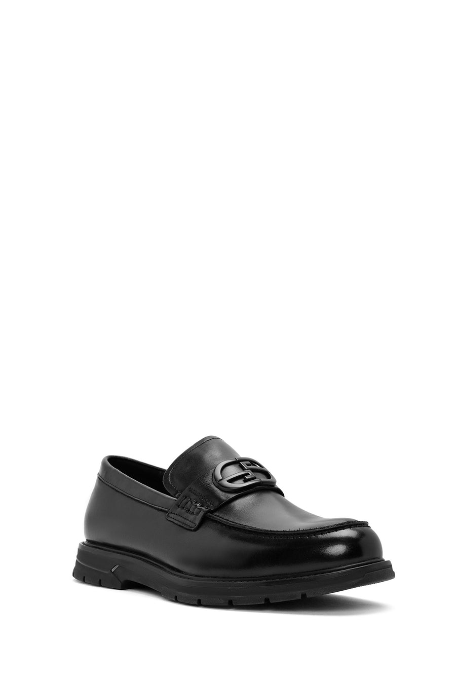 Men's Black Buckle Leather Casual Loafer
