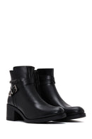 Women's Black Buckle Heeled Boots | Derimod