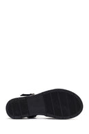 Women's Black Ankle Buckle Platform Leather Sandals | Derimod