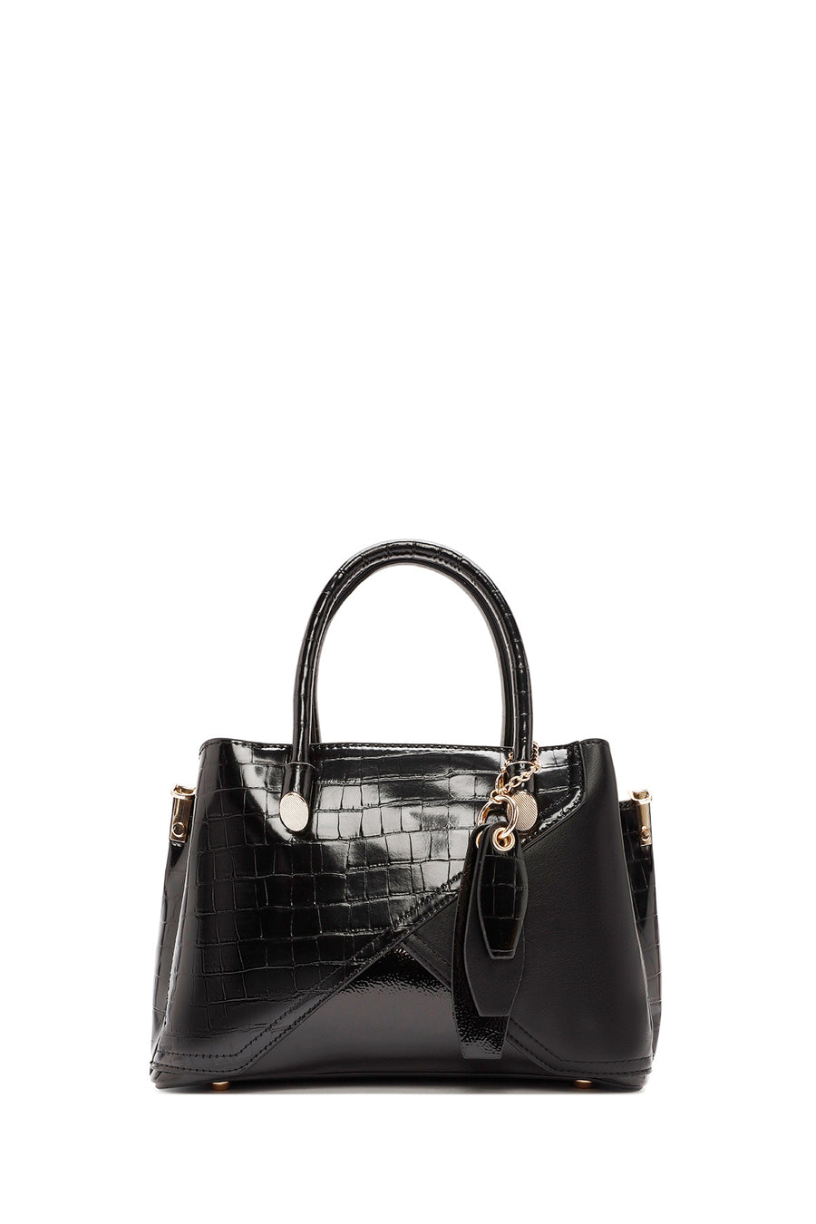 Women's Black Long Strap Crocodile Handbag