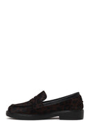 Kadın Leopar Desenli Tüylü Deri Maskülen Loafer | Derimod