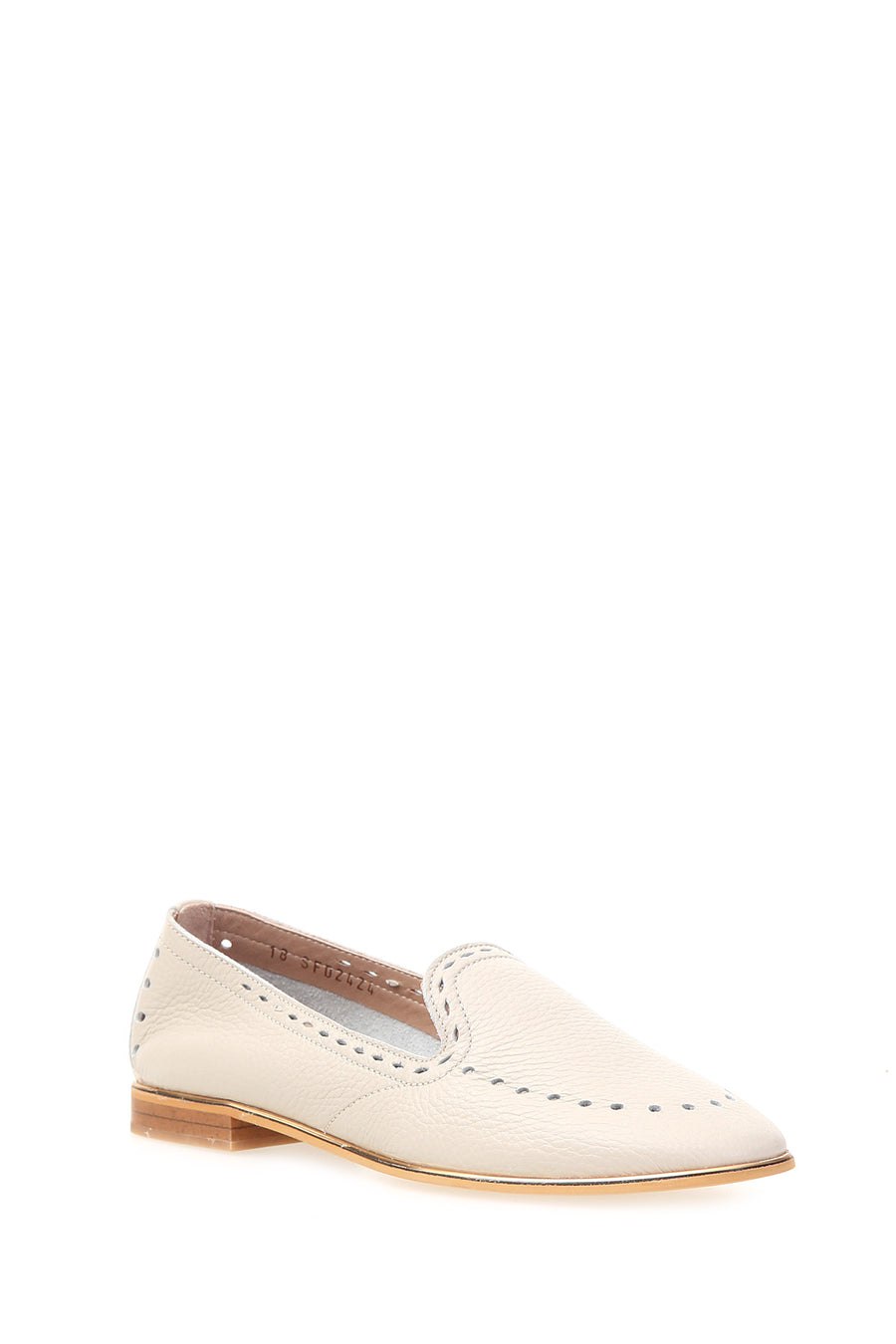 Gray Perforated Women's Leather Shoes