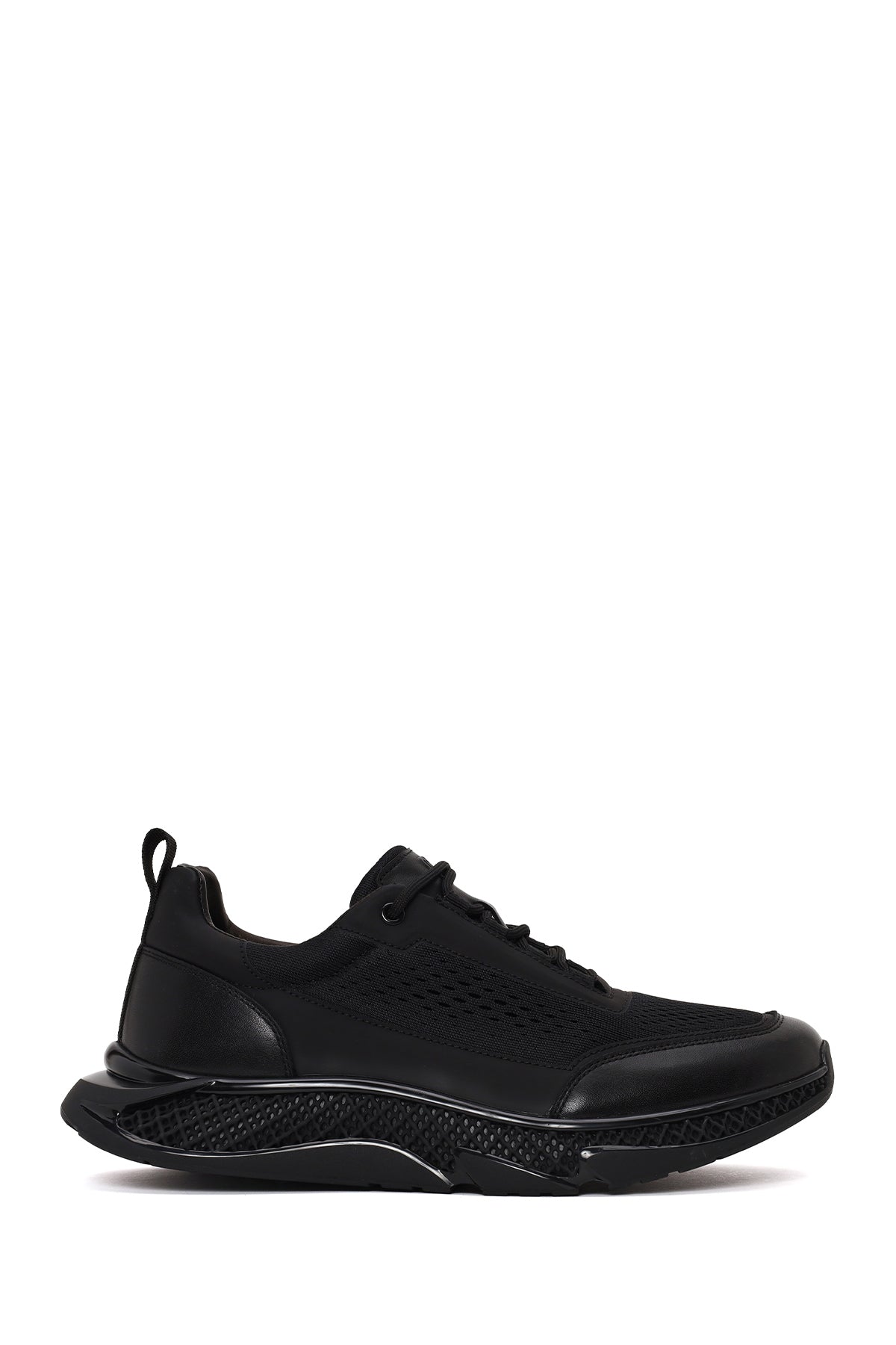 Derimod Zero Male Black Lace-Up Thick-Soled Leather Casual Sneaker WM68006765 | Derimod