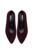 Women Burgundy Short Thin Heeled Suede Leather Stiletto | Derimod