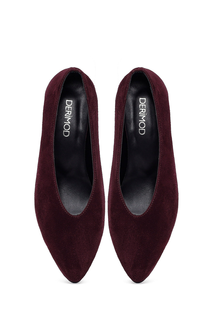 Women Burgundy Short Thin Heeled Suede Leather Stiletto