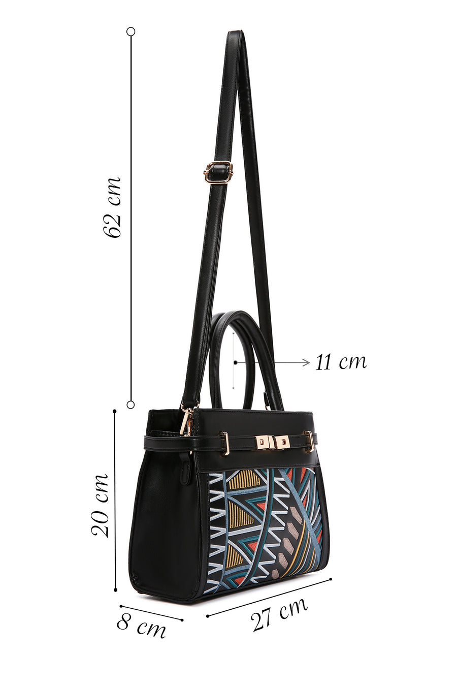 Women's Black Printed Long Shoulder Bag